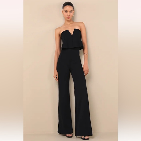 Lulu's Power of Love Black Strapless Jumpsuit - Picture 1 of 11
